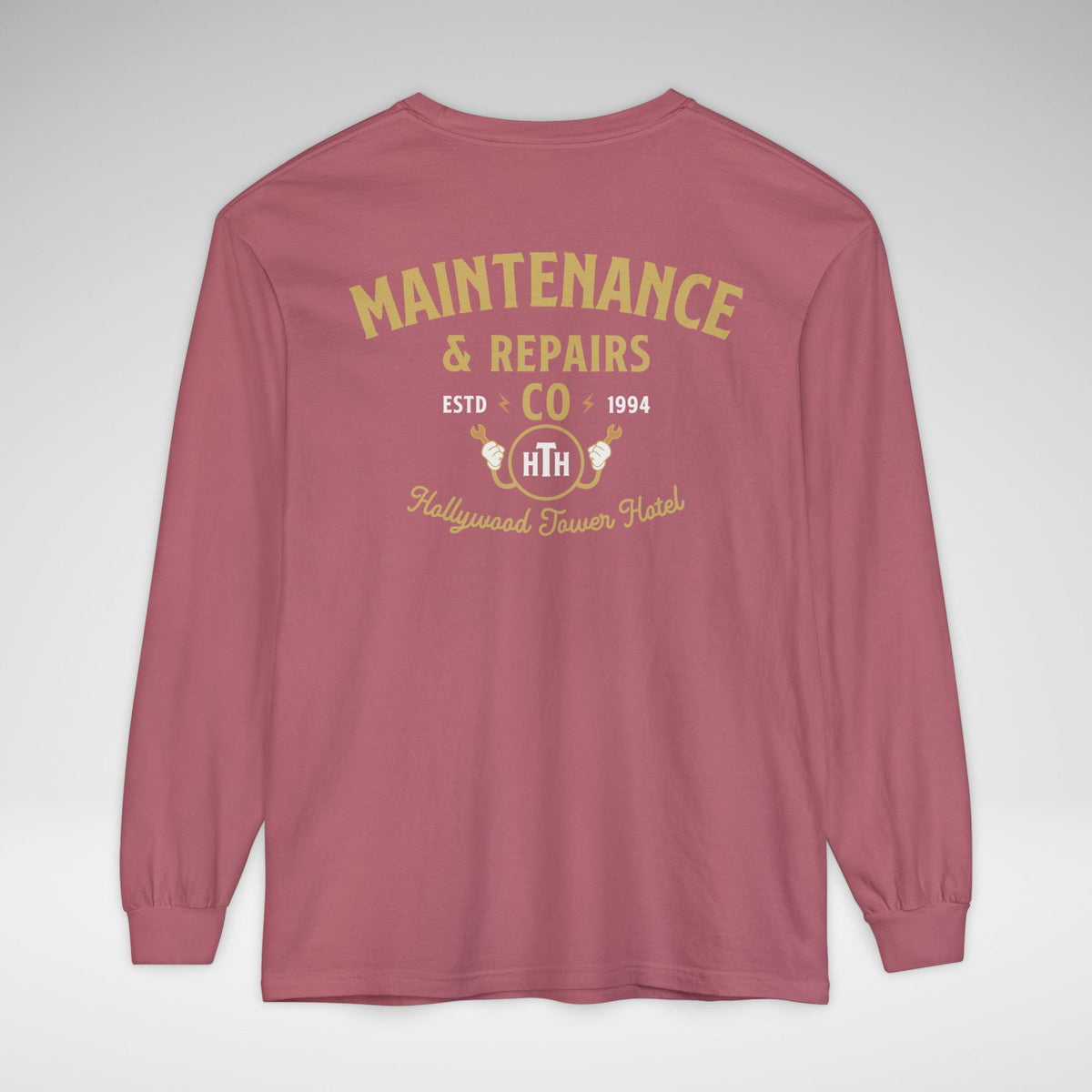 Hollywood Tower Hotel Maintenance & Repairs Comfort Colors Unisex Garment-dyed Long Sleeve T-Shirt