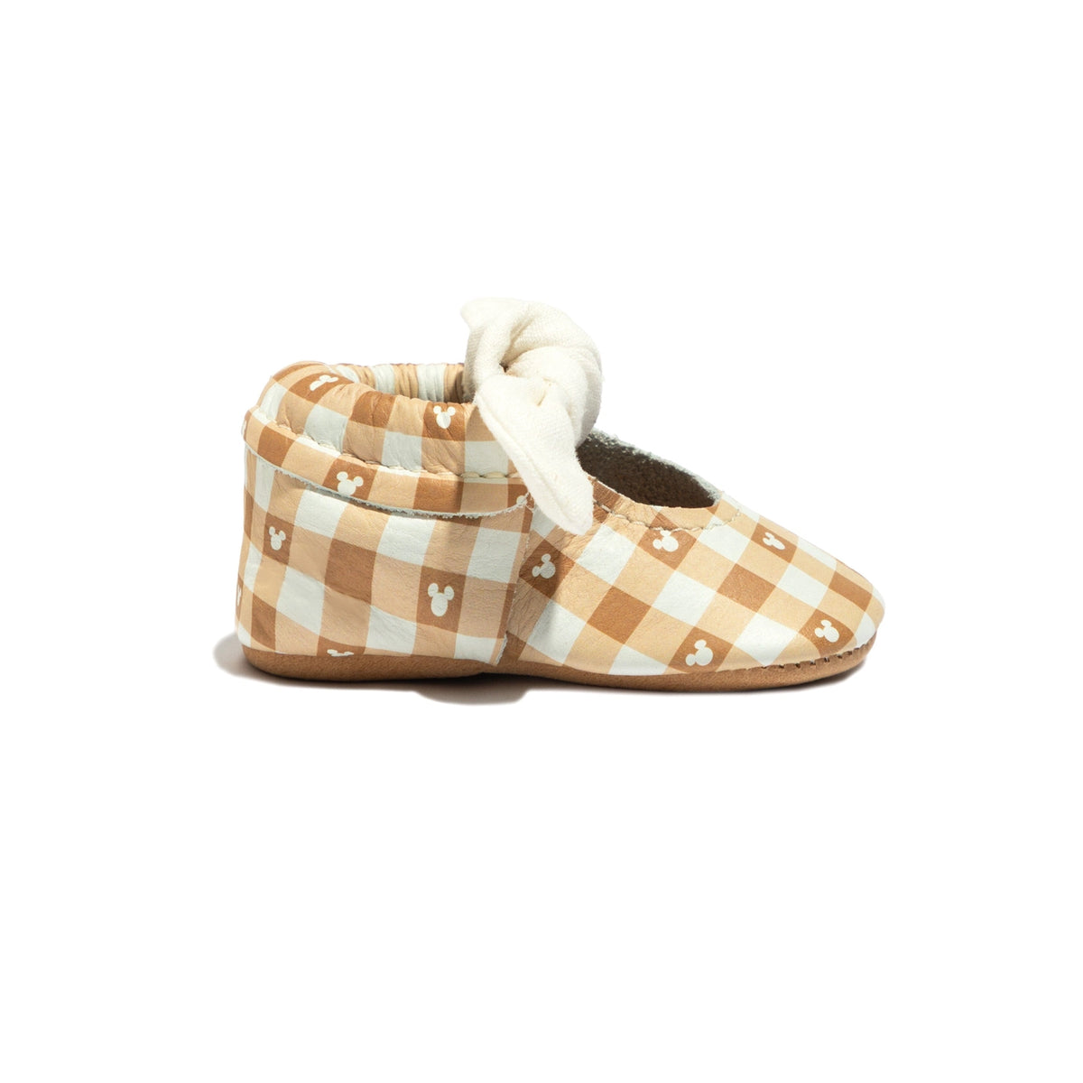 Disney Gingham Mickey Mouse Knotted Bow Baby Shoe