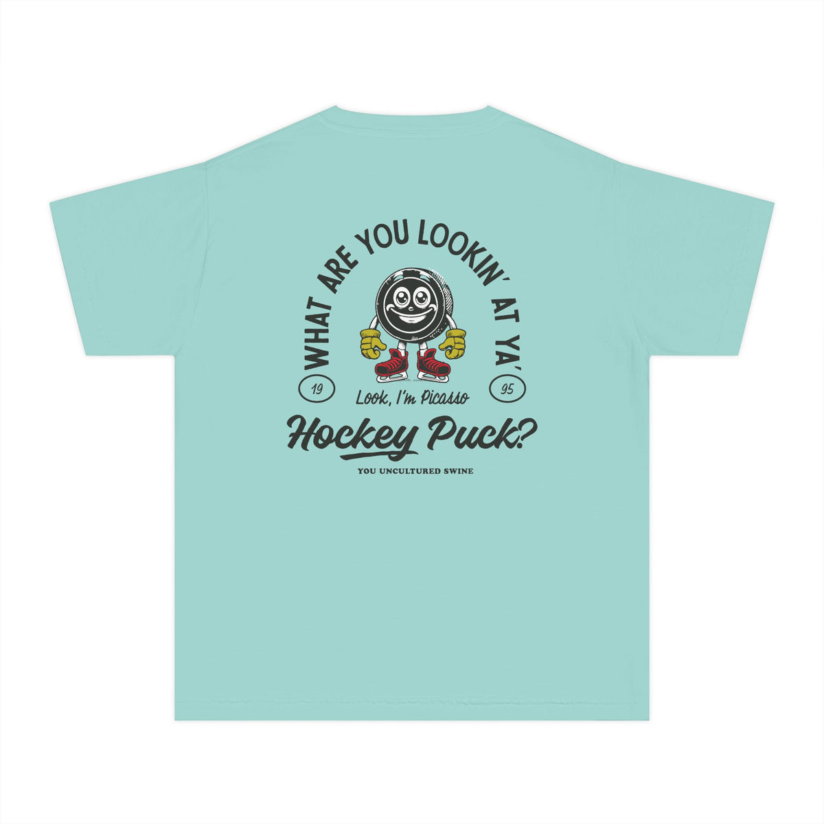 What Are You Lookin' At Ya' Hockey Puck Comfort Colors Youth Midweight Tee