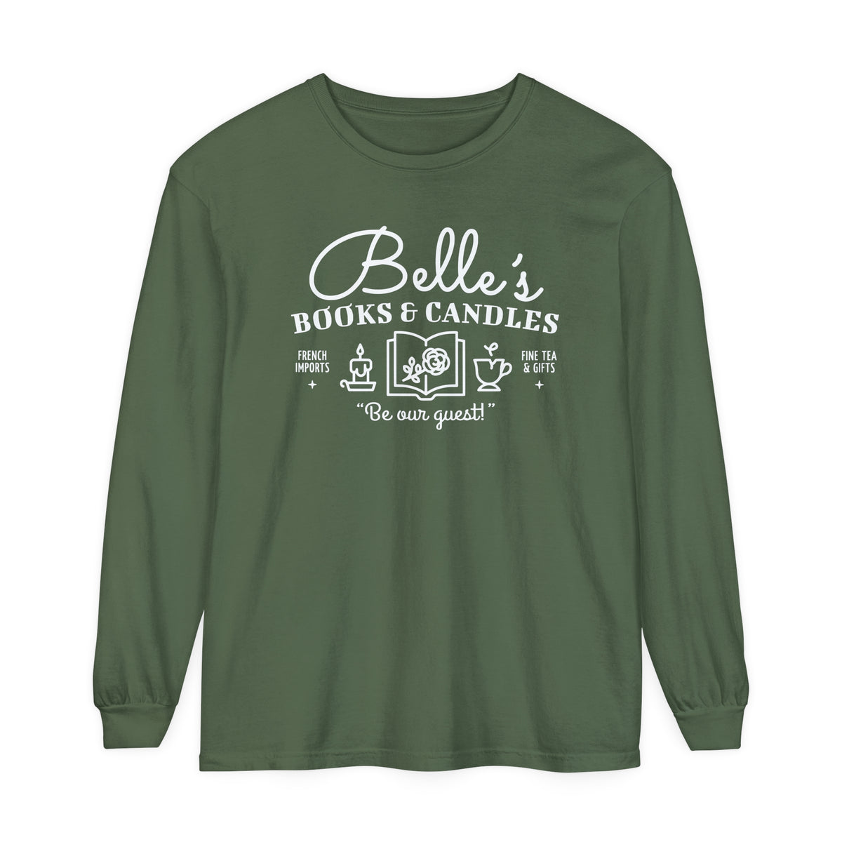 Belle’s Books & Candles Comfort Colors Unisex Garment-dyed Long Sleeve T-Shirt
