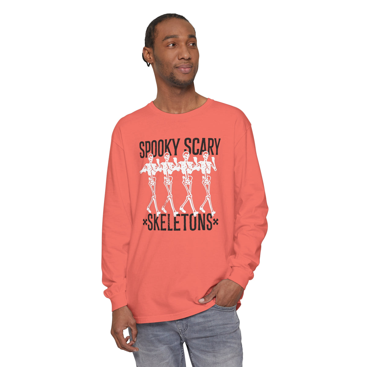 Spooky Scary Skeletons Comfort Colors Unisex Garment-dyed Long Sleeve T-Shirt