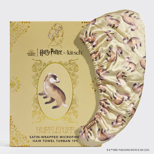 Harry Potter X Kitsch Satin-Wrapped Hair Towel - Hufflepuff