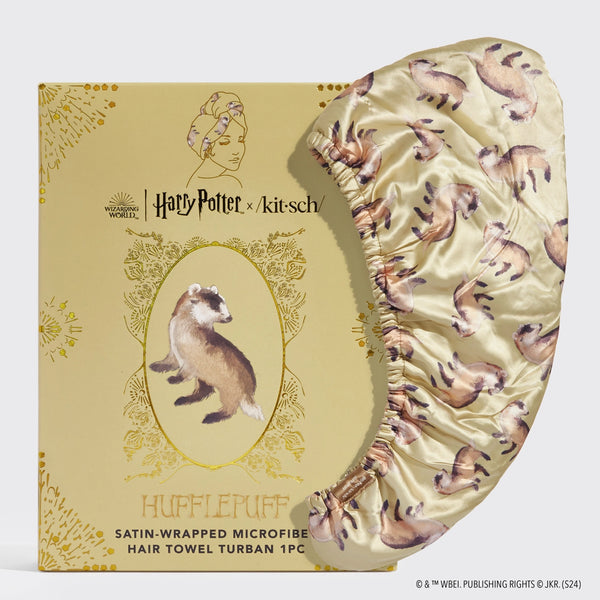 Harry Potter X Kitsch Satin-Wrapped Hair Towel - Hufflepuff