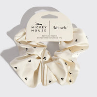 Kitsch & Mickey and Minnie Recycled Fabric Scrunchie - Cream