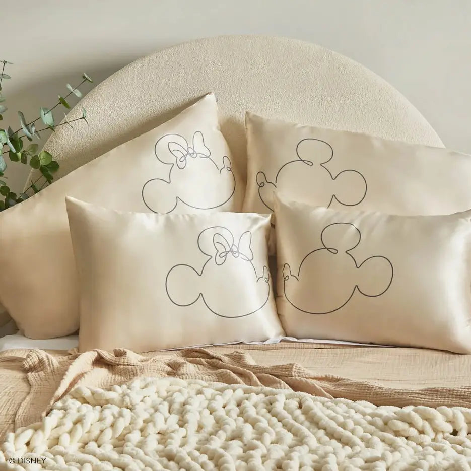 Kitsch & Mickey and Minnie Satin Pillowcase Mrs.Mouse-Cream