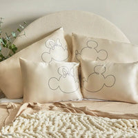 Kitsch & Mickey and Minnie Satin Pillowcase Mrs.Mouse-Cream